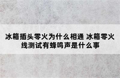 冰箱插头零火为什么相通 冰箱零火线测试有蜂鸣声是什么事